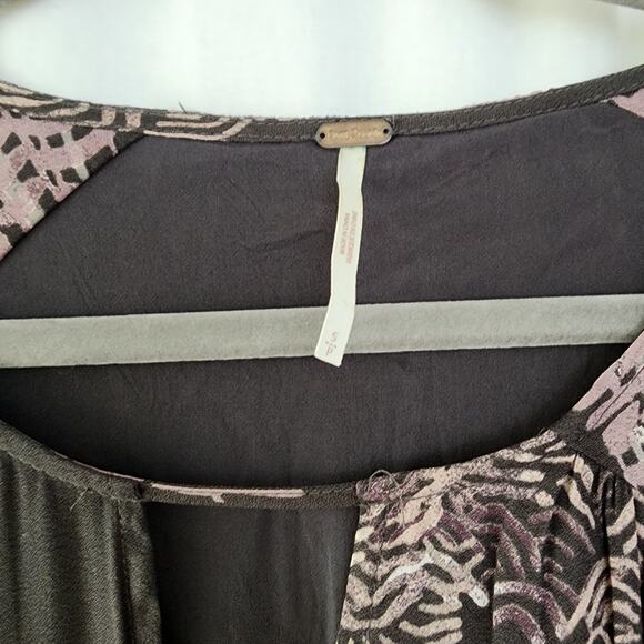 Free People Maxi Dress Raven Out Of The Woods Combo Gray Purple Dress S Boho - Picture 7 of 12
